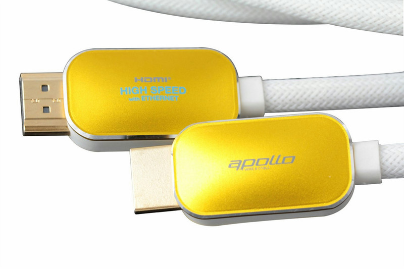 Apollo 4717480262458 1.8м HDMI HDMI Белый, Желтый HDMI кабель