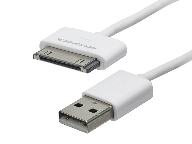 Monoprice 109415 0.9м USB A Apple 30-p Белый кабель USB