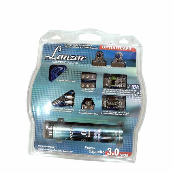 Lanzar OPTIKITCAP0 Fixed  capacitor Cylindrical DC Blue,Silver capacitor