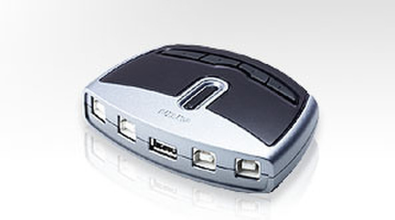 Aten 4-Port USB 2.0 Peripheral Switch 480Mbit/s Schwarz, Silber Schnittstellenhub