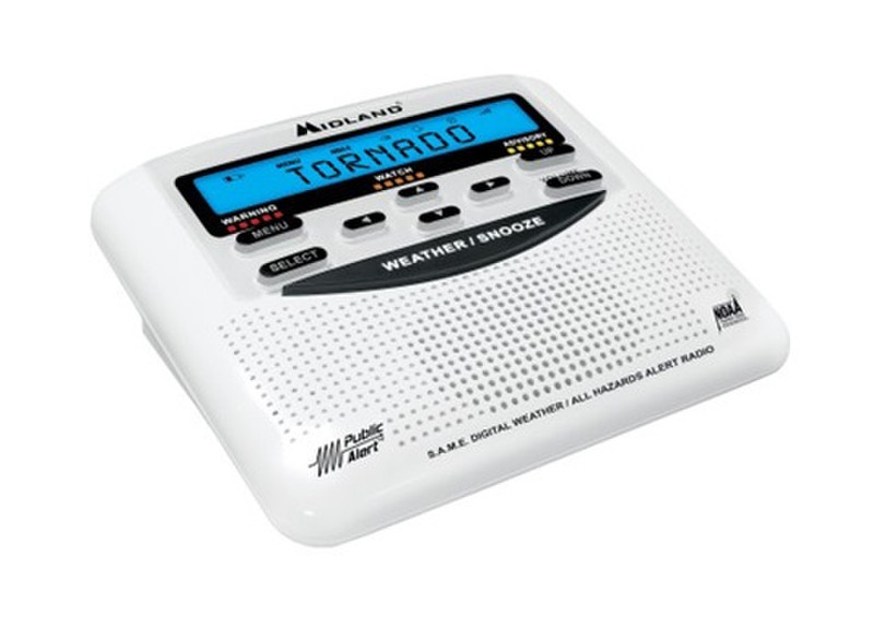 Midland WR120 Часы Аналоговый Белый радиоприемник