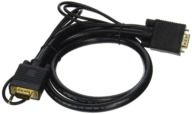 Monoprice 100556 0.9m VGA (D-Sub) VGA (D-Sub) + 3.5mm Schwarz VGA-Kabel