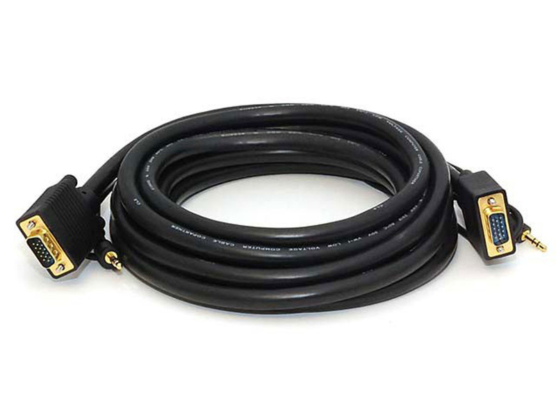 Monoprice 103339 4.572m VGA (D-Sub) + 3.5mm VGA (D-Sub) + 3.5mm Black