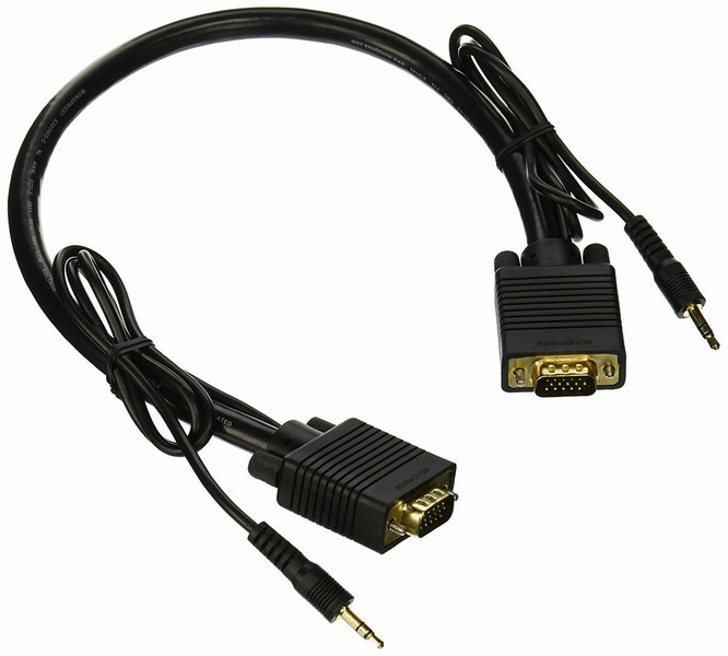 Monoprice 105351 0.45м VGA (D-Sub) + 3.5mm VGA (D-Sub) + 3.5mm Черный VGA кабель