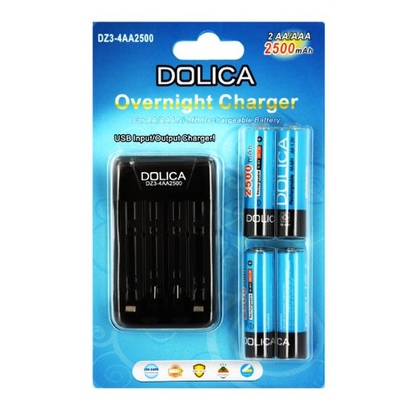 Dolica DZ3-4AA2500 Indoor battery charger Schwarz Ladegerät
