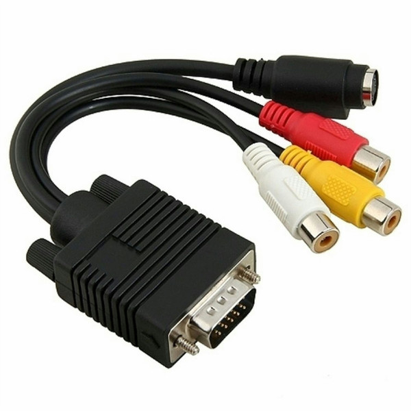 eForCity 264603 VGA (D-Sub) 3 x RCA + S-Video Черный адаптер для видео кабеля