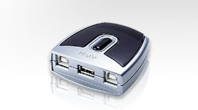 Aten 2-Port USB 2.0 Peripheral Switch 480Мбит/с Черный, Cеребряный хаб-разветвитель