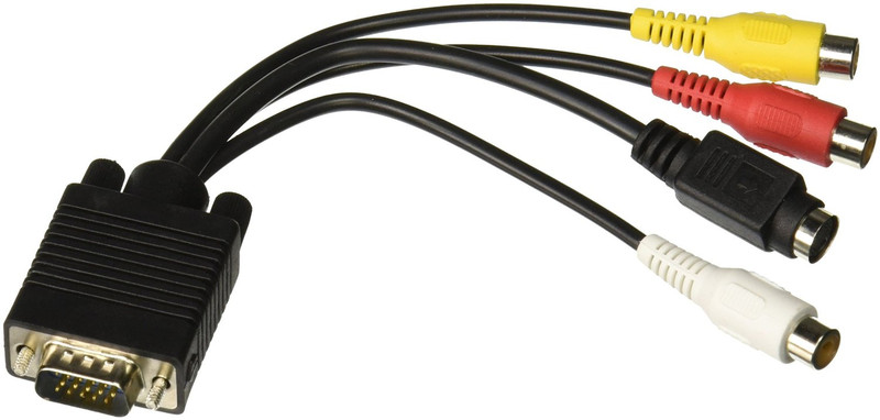 eForCity 282447 VGA (D-Sub) 3 x RCA + S-Video Черный адаптер для видео кабеля