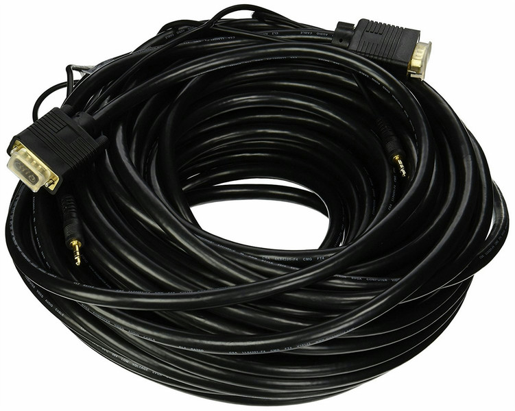 Monoprice 105364 30м VGA (D-Sub) + 3.5mm VGA (D-Sub) + 3.5mm Черный VGA кабель