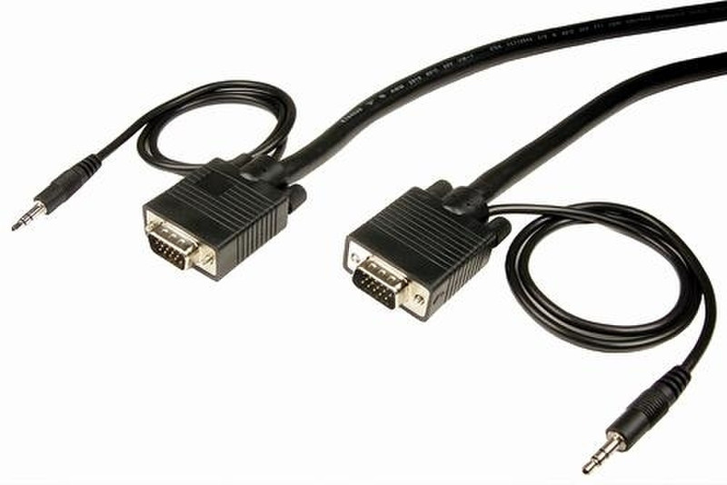 Cables Unlimited SVGA M/M & 3.5mm M/M 15 ft 4.57m VGA (D-Sub) + 3.5mm VGA (D-Sub) + 3.5mm Black VGA cable