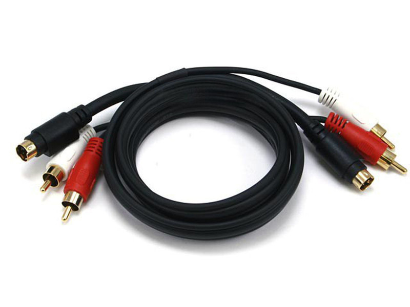 Monoprice 102187 0.9m 2 x RCA + S-Video 2 x RCA + S-Video Schwarz Videokabel-Adapter