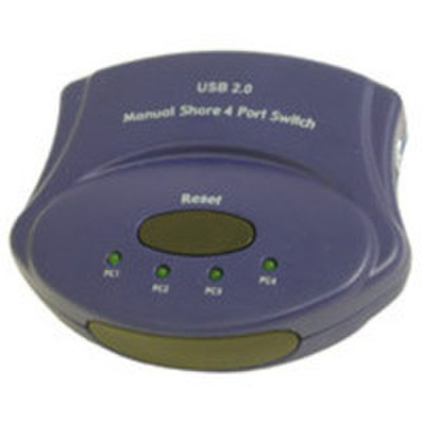 C2G 4-Port USB 2.0 Manual Switch 480Мбит/с Синий хаб-разветвитель