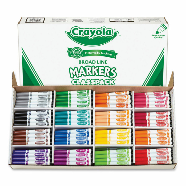 Crayola 58-8201 Черный, Синий, Коричневый, Зеленый, Серый, Оранжевый, Розовый, Красный, Бирюзовый, Фиолетовый, Желтый 256шт маркер