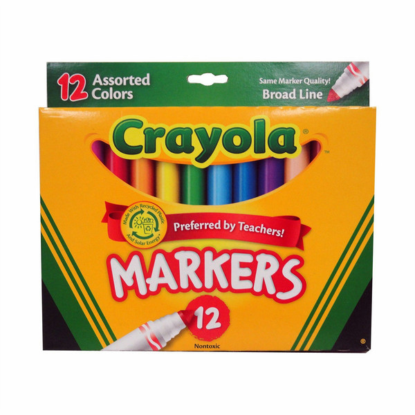 Crayola 58-7712 Тонкий наконечник Черный, Синий, Коричневый, Зеленый, Серый, Светло-синий, Оранжевый, Розовый, Пурпурный, Красный, Фиолетовый, Желтый 12шт маркер