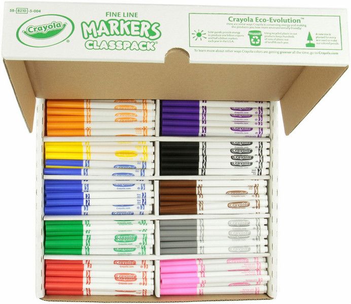 Crayola 58-8210 Black,Brown,Green,Grey,Orange,Pink,Red,Violet,Yellow 200pc(s) marker