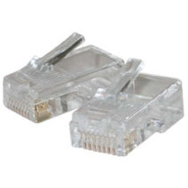 C2G RJ45 Cat5 8x8 Modular Plug for Flat Stranded Cable 100pk RJ-45 Transparent wire connector