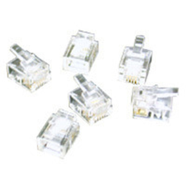 C2G RJ11 6x4 Modular Plug for Flat Stranded Cable 50pk RJ-11 Transparent wire connector