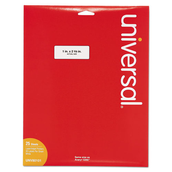 Universal UNV80101 Белый Self-adhesive printer label