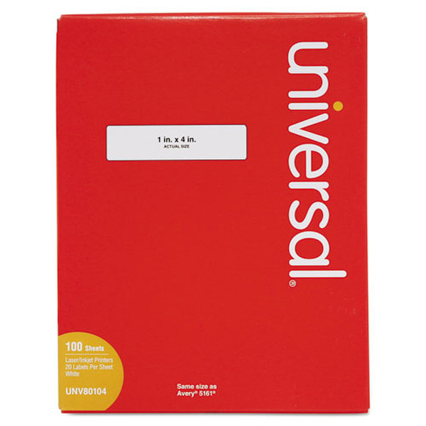 Universal UNV80104 Белый Self-adhesive printer label