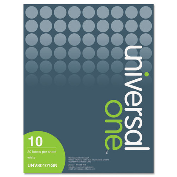 Universal UNV80101GN White Self-adhesive printer label