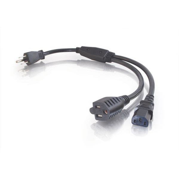 C2G 6ft 1-to-2 16 AWG Power Cord Splitter (NEMA 5-15P -> 1 NEMA 5-15R / 1 IEC320C13) 1.8м NEMA 5-15P Черный кабель питания