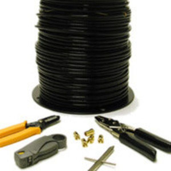 C2G 500ft RG6 Quad Shield Coaxial Cable Installation Kit 150m Black coaxial cable