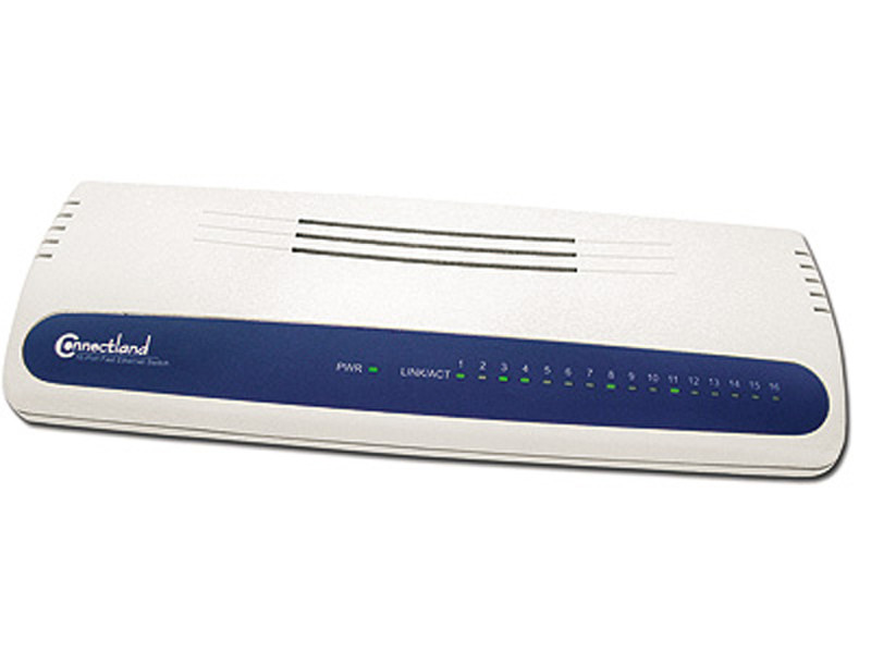 Connectland SW-16 Fast Ethernet (10/100) Синий, Белый