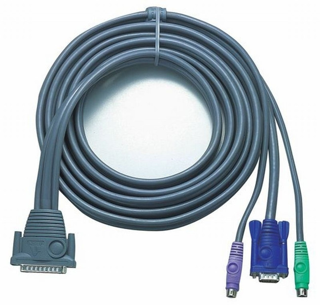 Aten PS/2 KVM Cable, 10m 10m Grau Tastatur/Video/Maus (KVM)-Kabel