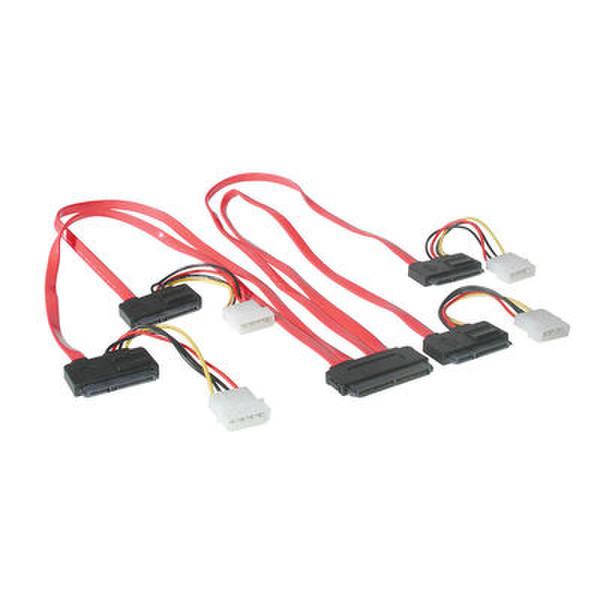 C2G 1m SAS 32-pin -> 4 SATA 22-pin + 4-pin Power Cable 1м Красный кабель питания