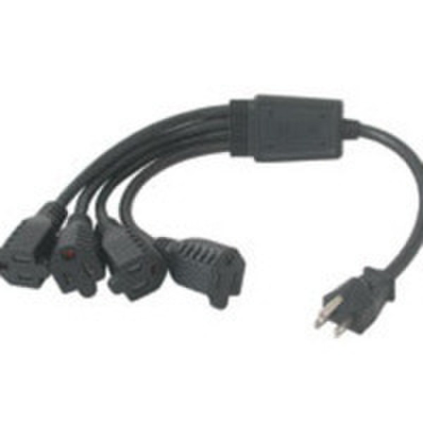 C2G 14in 1-to-4 18 AWG Power Cord Splitter (4 NEMA 5-15R -> 1 NEMA 5-15P) 0.35м NEMA 5-15P Черный кабель питания