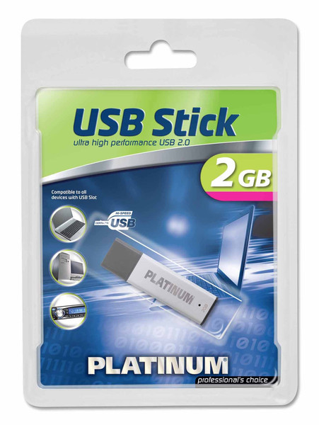 Platinum HighSpeed USB Stick 2 GB 2GB USB 2.0 Typ A Silber USB-Stick