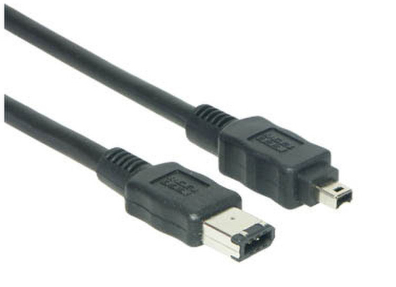Alcasa B-2612-FS2 2m 6-p 4-p Black,Metallic firewire cable