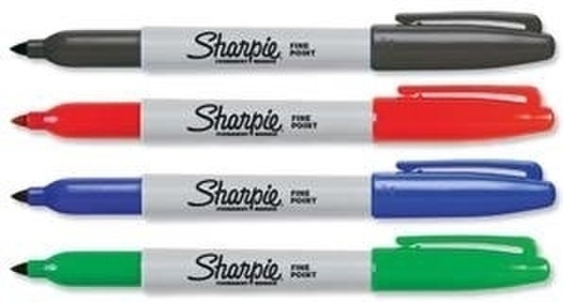 Sharpie Fine Point Тонкий наконечник Черный, Синий, Зеленый, Красный 4шт перманентная маркер