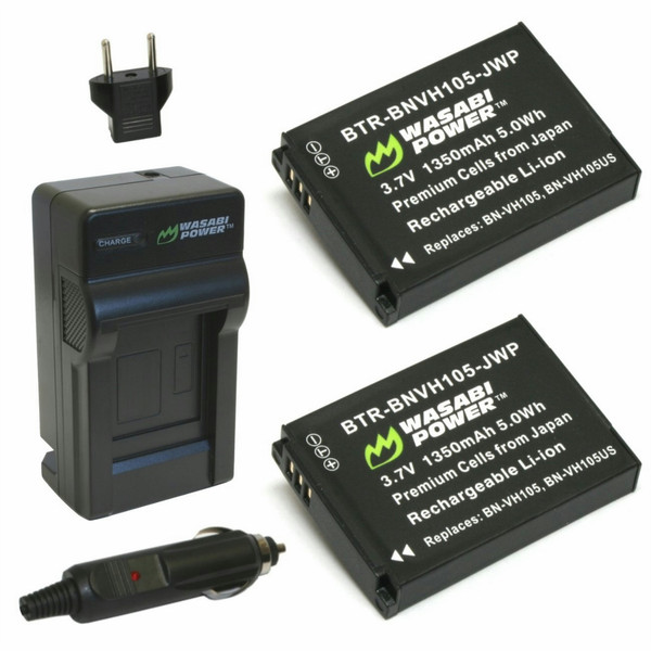 Wasabi Power KIT-BTR-BNVH105-LCH-BNVH105-01 Auto/Indoor Black battery charger