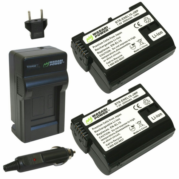 Wasabi Power KIT-BTR-ENEL15-LCH-ENEL15-01 Auto/Indoor Black battery charger