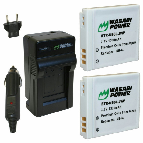 Wasabi Power KIT-BTR-NB6L-LCH-SLB10A-01 Auto/Indoor Black battery charger