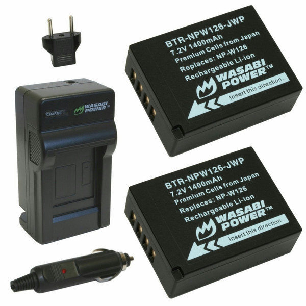 Wasabi Power KIT-BTR-NPW126-LCH-NPW126-01 Auto/Indoor Black battery charger