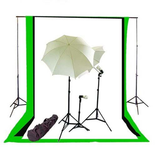 CowboyStudio Photo Studio Umbrella Continous Triple Lighting Kit, Background Support, 6'x9' Black & White Muslin Backdrops