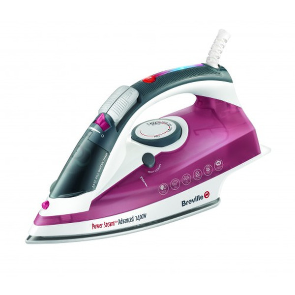 Breville VIN250X Dry & Steam iron Stainless Steel soleplate 2400W Purple,White iron
