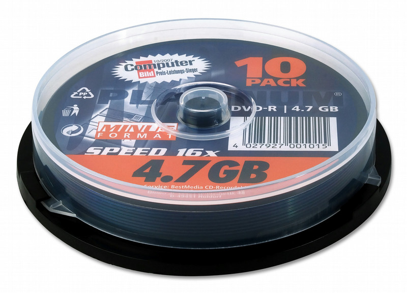 Platinum DVD-R 16x 4.7GB 10pcs 4.7GB DVD-R 10Stück(e)