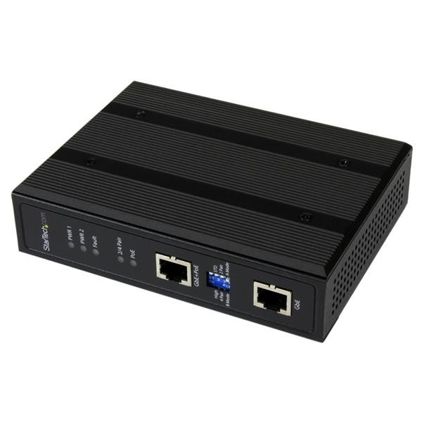 StarTech.com Industrial 1 Port Gigabit PoE+ Power over Ethernet Injector (30W) w/ Non-Standard PoE Boost (60W) and Redundant Power