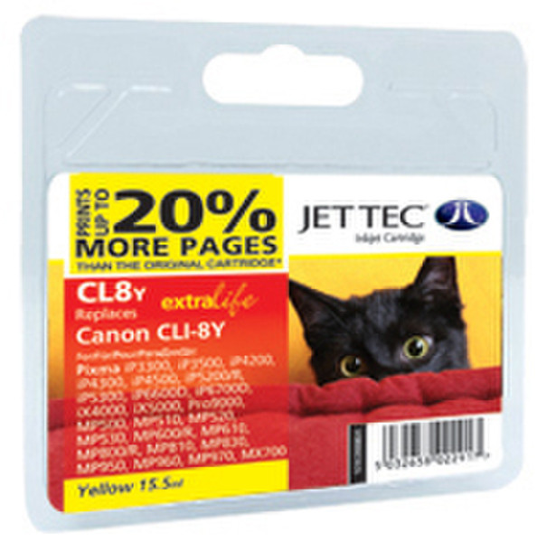 Jet Tec CLI-8Y yellow ink cartridge