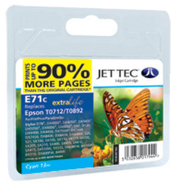 Jet Tec E71C T0712 Cyan ink cartridge