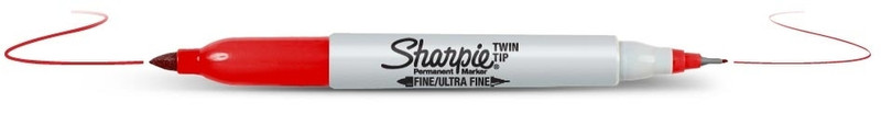 Sharpie Twin Tip Тонкий наконечник Красный 12шт перманентная маркер