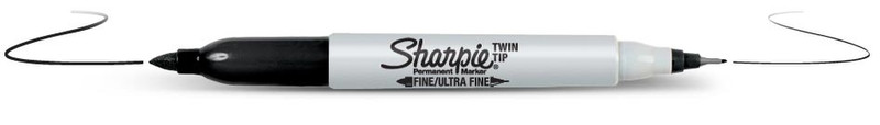 Sharpie Twin Tip Тонкий наконечник Черный 12шт перманентная маркер