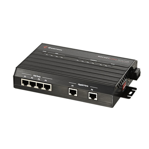 Comtrol RocketLinx ACS7106 Managed Gigabit Ethernet (10/100/1000) Power over Ethernet (PoE) Black