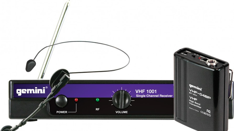 Gemini VHF-1001HL/6 Stage/performance microphone Wireless Black