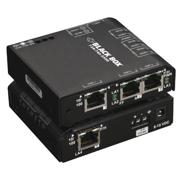 Black Box LBH101A-H-12 Fast Ethernet (10/100) Черный сетевой коммутатор