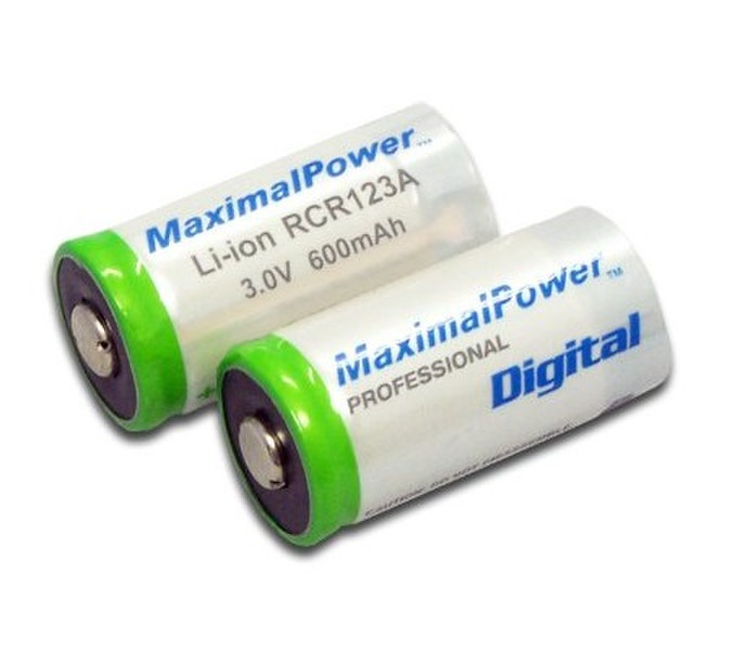 MaximalPower RCR123A Lithium-Ion 600mAh 3V rechargeable battery