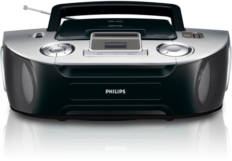 Philips AZ1134/77 2Вт Черный, Cеребряный домашний музыкальный центр